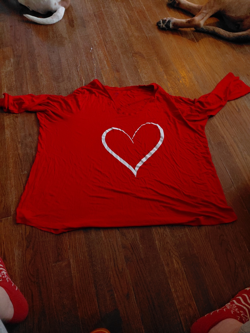 Red Heart-Print Women's Top